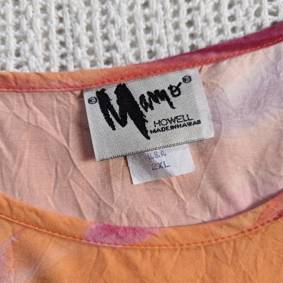 VTG Mamo HOWELL Rayon Floral Orange Blouse Top Women's Plus Size 2X Made Hawaii - Picture 4 of 8